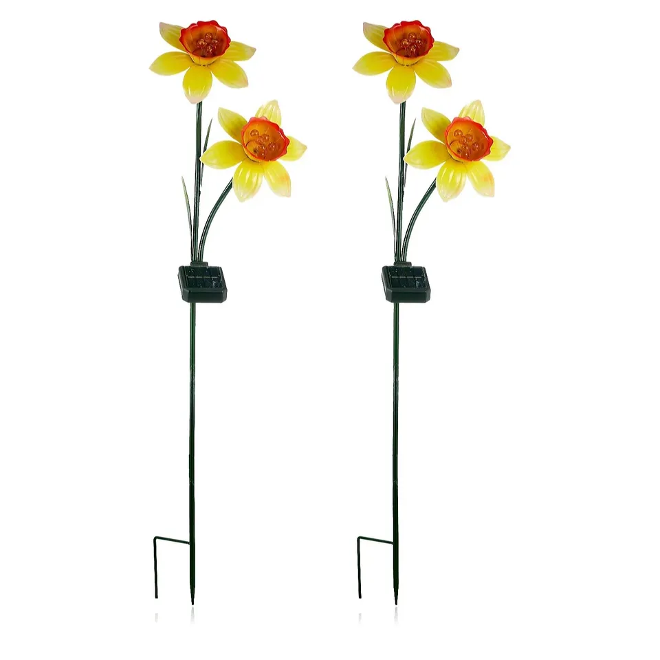 GARDEN REFLECTIONS SET OF 2 DAFFODIL SOLAR STAKE LIGHTS