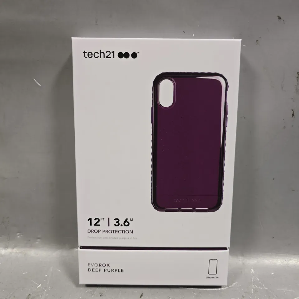 BOX OF APPROXIMATELY 100 TECH21 EVO ROX DEEP PURPLE IPHONE XR