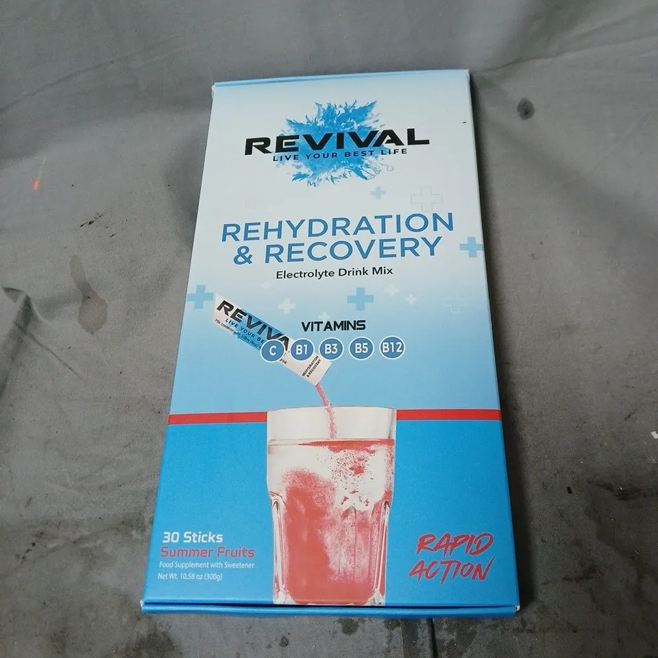 4 X REVIVAL REHYDRATION & RECOVERY ELECTROLYTE DRINK MIX – SUMMER FRUITS, 30 STICKS
