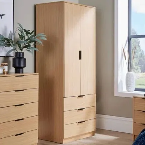 BOXED PHOENIX 2 DOOR 3 DRAWER HANGING RAIL BEDROOM STORAGE WARDROBE