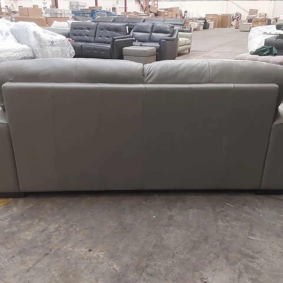 QUALITY DESIGNER ITALIAN MADE LEATHER MARCOS 4 SEATER SOFA - GREY
