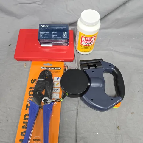BOX OF ASSORTED ITEMS TO INCLUDE - TOOLS - FIX ALL - PAINT 