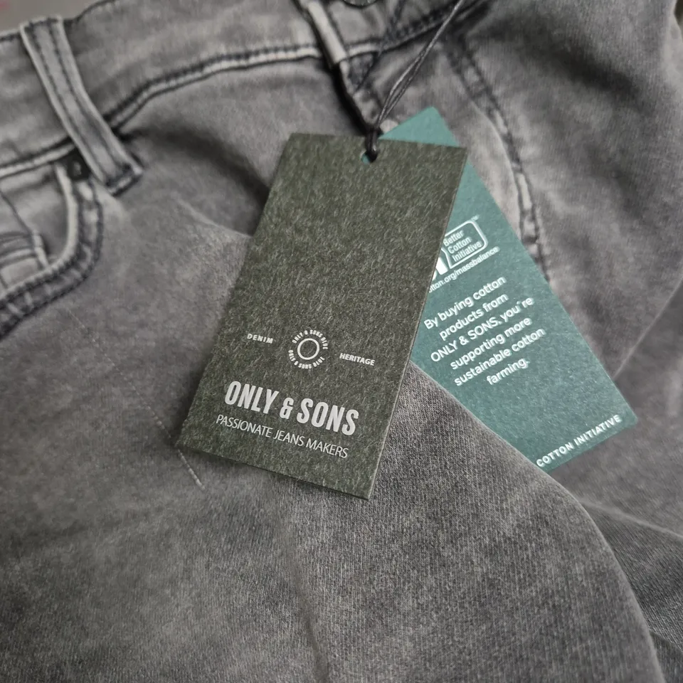 ONLY & SONS JEANS – GREY DENIM, UK 34 (US 34W) REGULAR