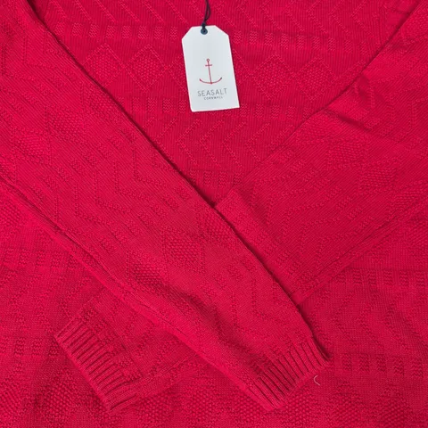SEASALT CORNWALL KNIT JUMPER IN RASPBERRY SIZE UK 10