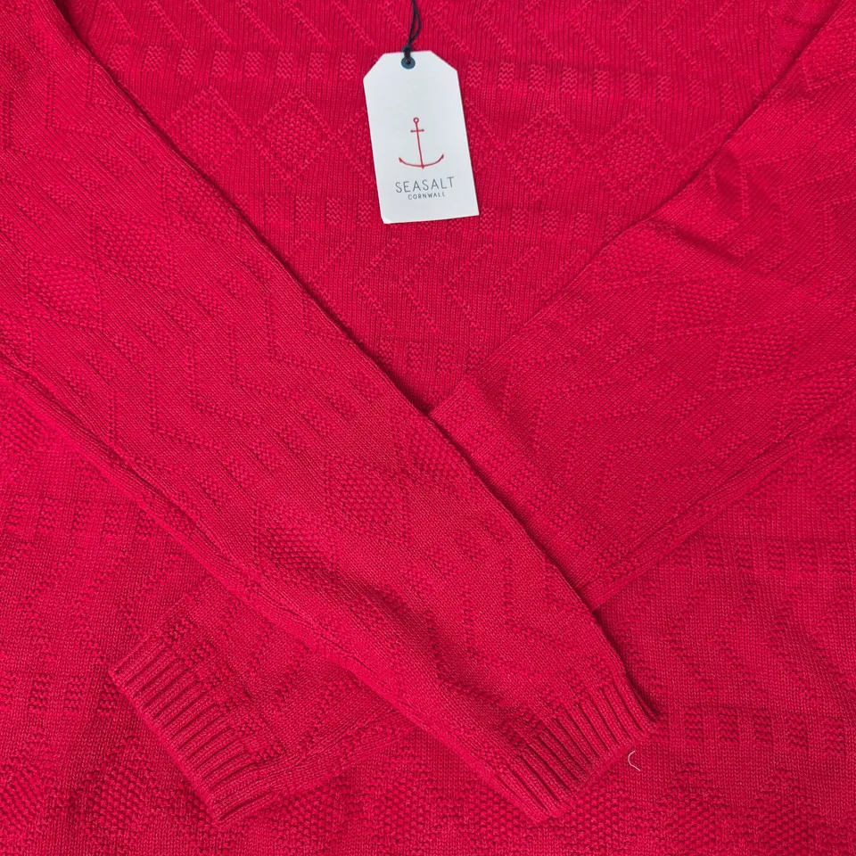 SEASALT CORNWALL KNIT JUMPER IN RASPBERRY SIZE UK 10
