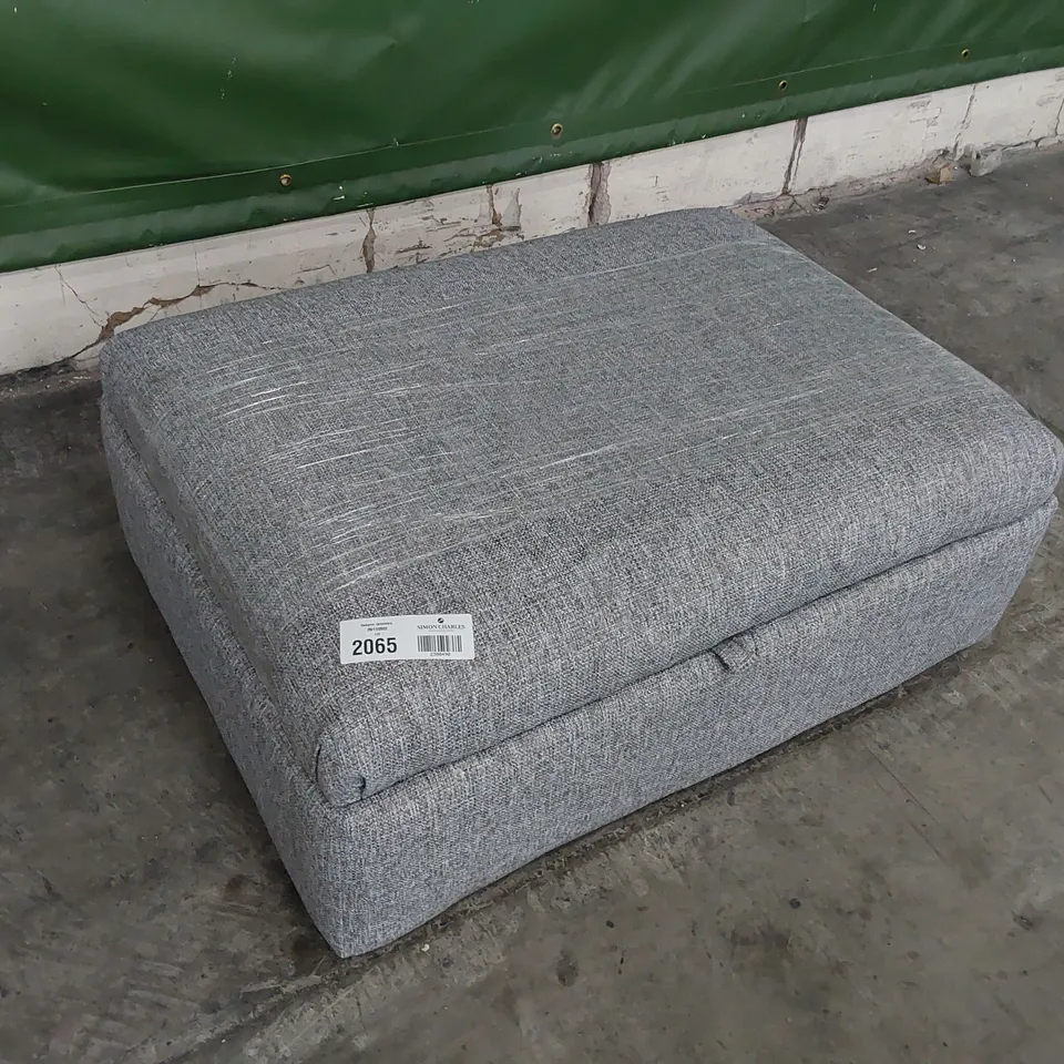 DESIGNER RECTANGULAR STORAGE FOOTSTOOL GREY FABRIC 