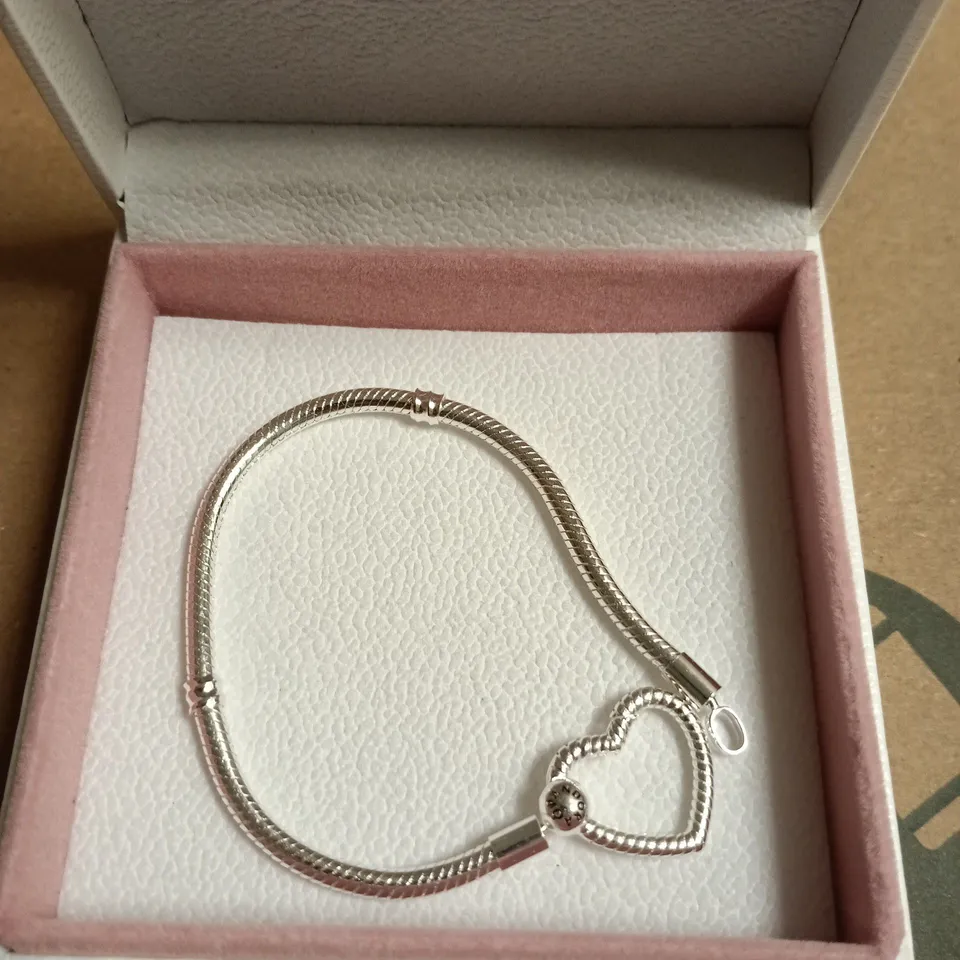 PANDORA SILVER BRACELET WITH HEART CHARM – BOXED