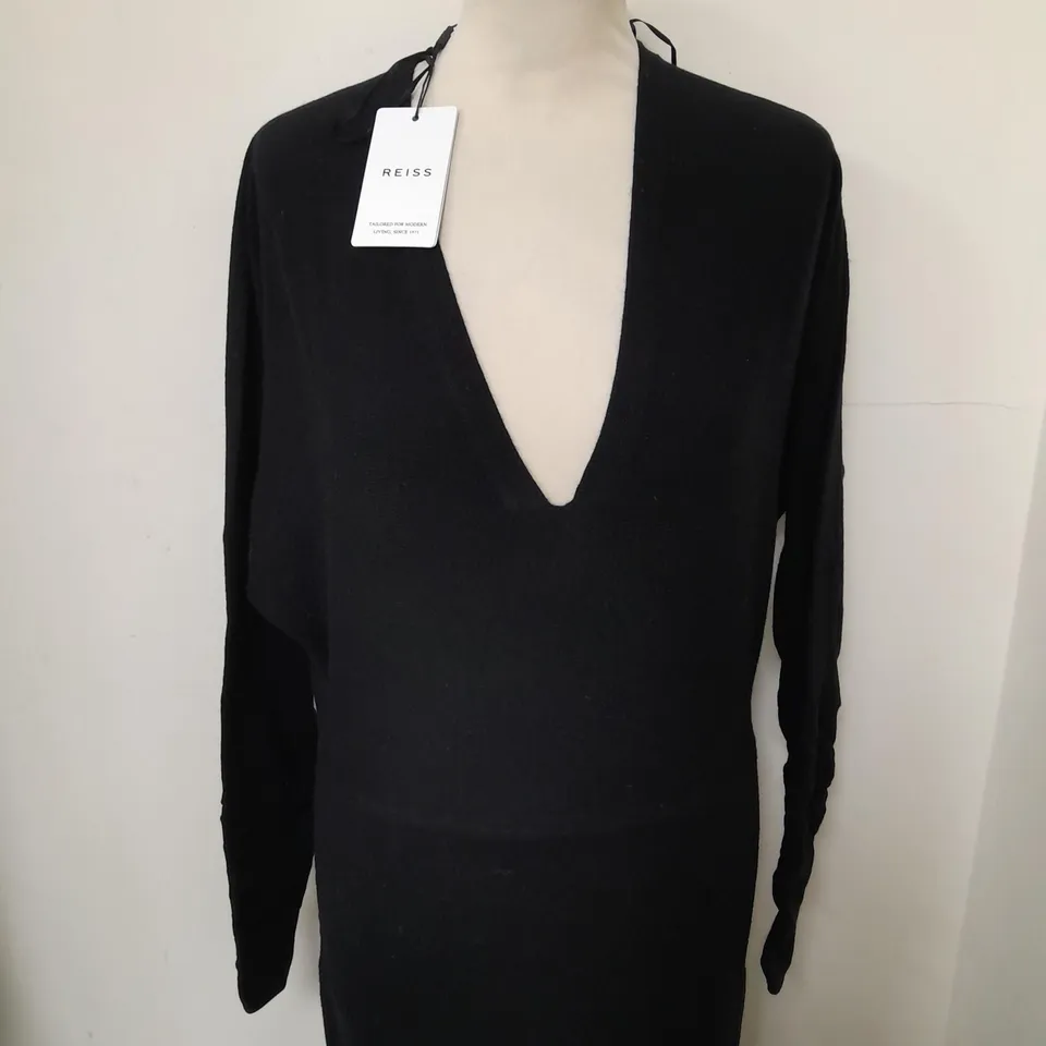 REISS JENNA RUCHED SLEEVE KNITTED DRESS SIZE M