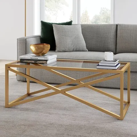 BOXED MCGARRY COFFEE TABLE - GLASS/BRASS (1 BOX)