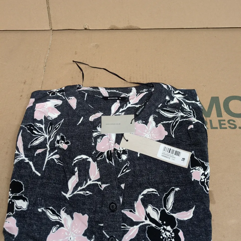 ROMAN FLORAL TEXTURED SHIRT – PINK, UK SIZE 16