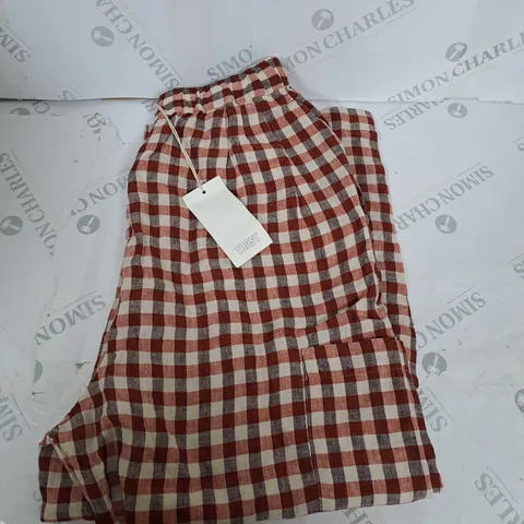 TOAST GINGHAM LINEN PATCH POCKET TROUSERS SIZE S