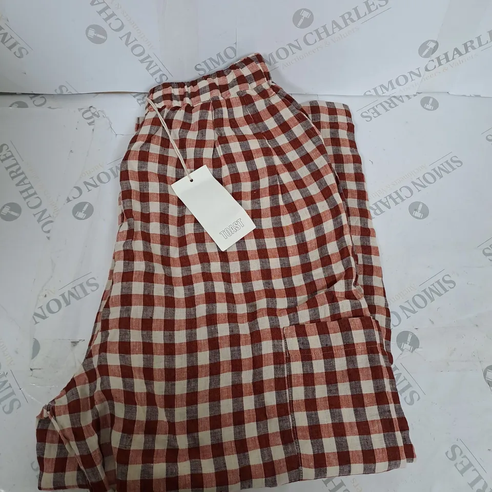 TOAST GINGHAM LINEN PATCH POCKET TROUSERS SIZE S