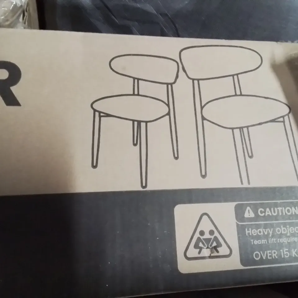 BOXED SOLID WOOD UPHOLSTERED DINING CHAIR ERGONOMIC CURVED BACK SET OF 2 