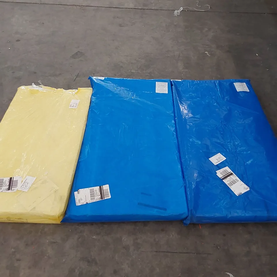 LOT OF 3X BAGGED OBABY COT BED MATTRESSES TO INCLUDE; 1X 120 X 60CM POCKET SPRUNG MATTRESS, 2X FOAM COT BED 140 X 70 X 10CM (3 ITEMS)