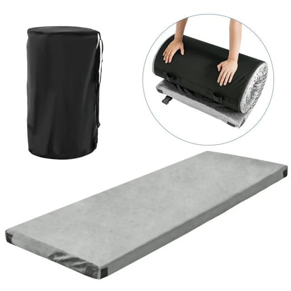 BOXED COSTWAY WATERPROOF ROLL UP LIGHTWEIGHT MEMORY FOAM CAMPING MATTRESS WITH CARRYING BAG - GREY