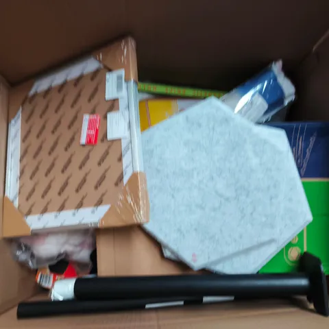BOX OF APPROXIMATELY 15 ASSORTED HOUSEHOLD ITEMS TO INCLUDE PICTURE FRAMES, DIAMOND PAINTING AND HOODED BLANKET