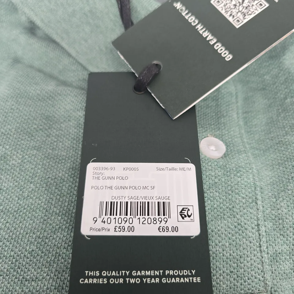 GUNN POLO – MEN'S DUSTY SAGE POLO SHIRT, SIZE M