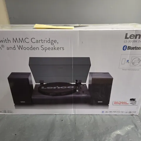 LENCO LS-300BK TURNTABLE WITH mmc cartridge BLUETOOTH AND WOODEN SPEAKERS