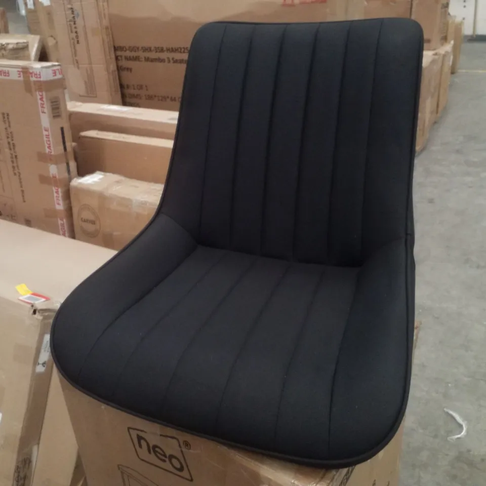 BOXED SET OF 4 BLACK FABRIC DINING CHAIRS