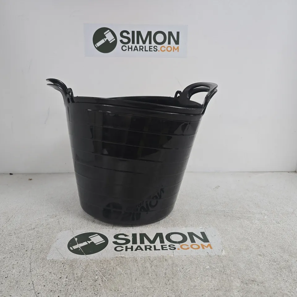 SET OF 2 BLACK 26L MEDIUM FLEXI TUBS