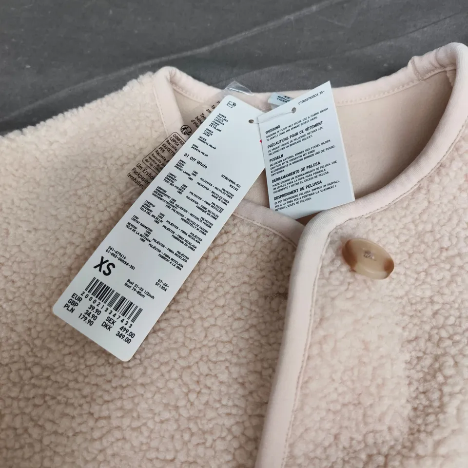 UNIQLO KIDS' CREAM SHERPA FLEECE COAT – XS, BUTTON FRONT