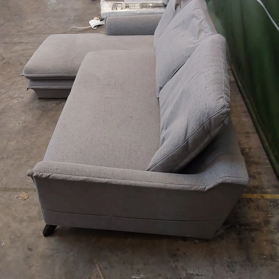 DESIGNER 2-PIECE GREY UPHOLSTERED FABRIC CHAISE SOFA BED 