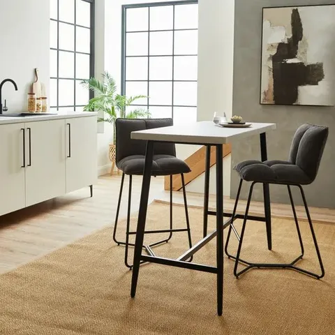 BOXED ZURI 2 SEATER RECTANGULAR BAR TABLE, GREY CONCRETE EFFECT (1 BOX)