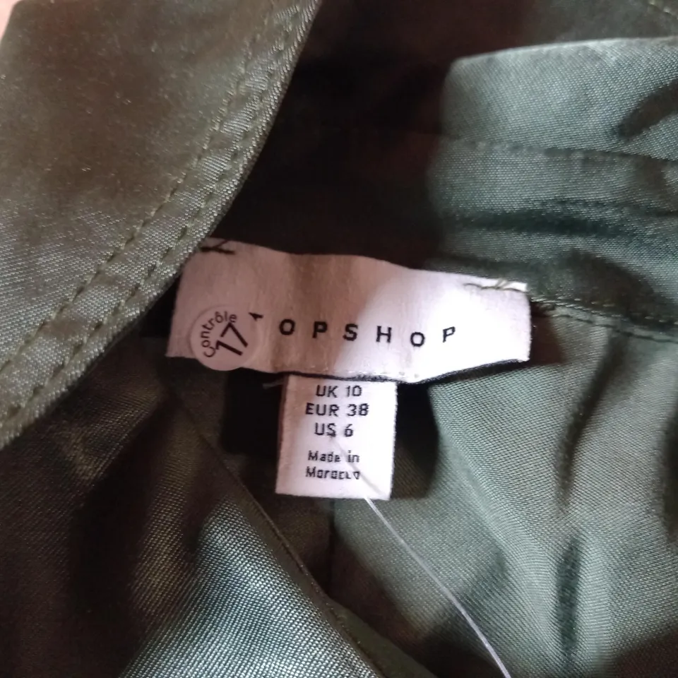 TOPSHOP GREEN LONG SLEEVED JUMPSUIT - SIZE 10