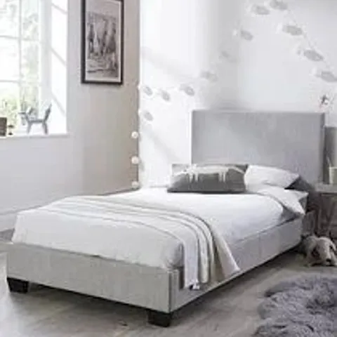 BOXED RILEY FABRIC SINGLE BED FRAME - GREY (1 BOX)