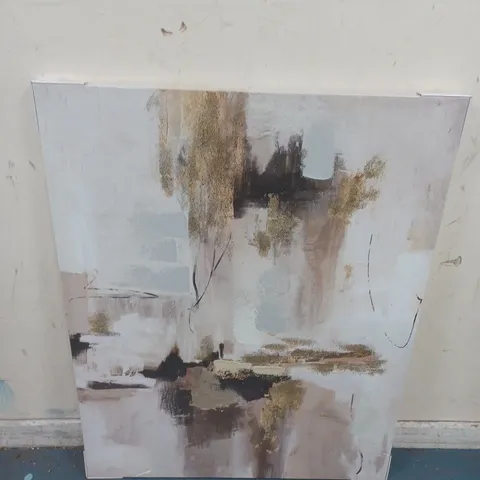 ABSTRACT HAND-PAINTED CANVAS WITH GOLD LEAF DETAIL - COLLECTION ONLY 