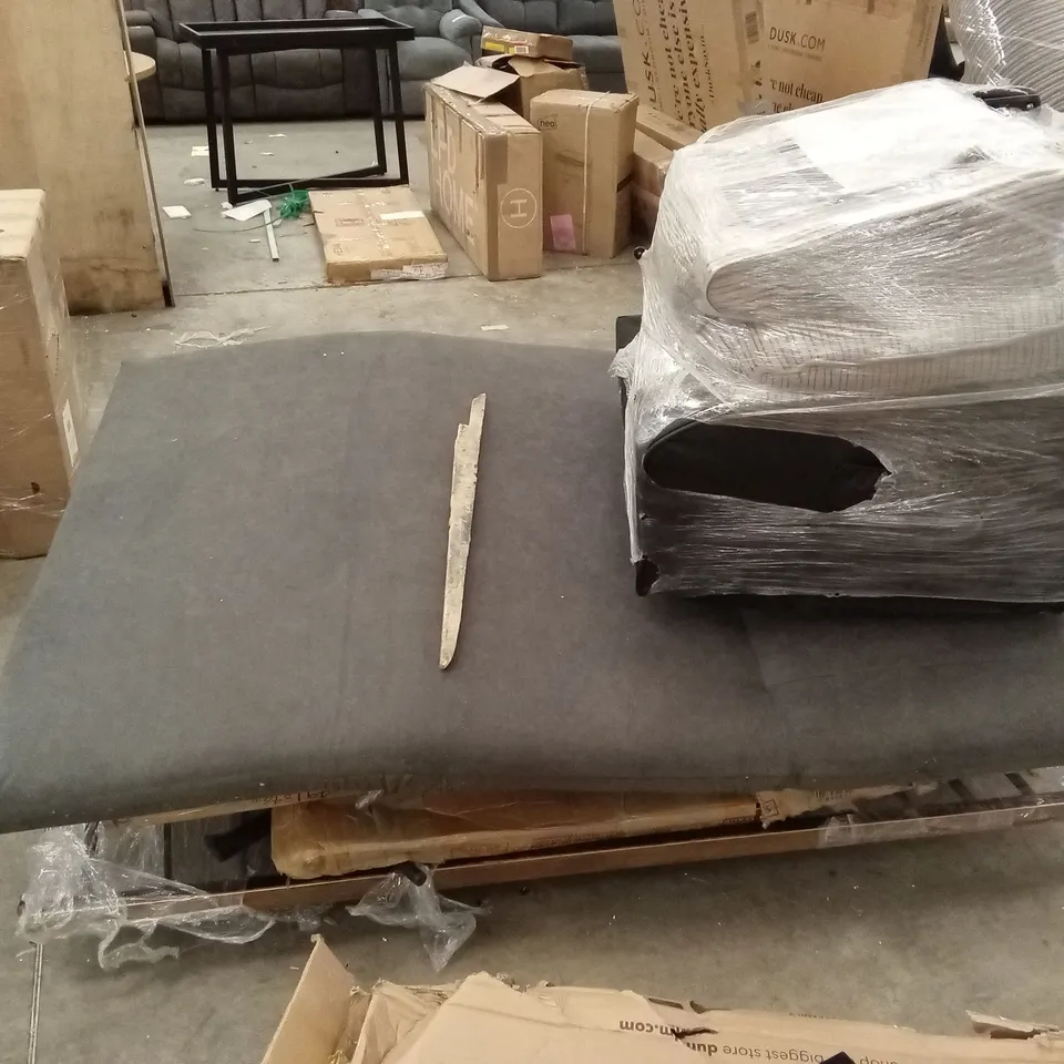 PALLET OF ASSORTED INCOMPLETE OR DAMAGED DESIGNER CHAIRS AND BED PARTS