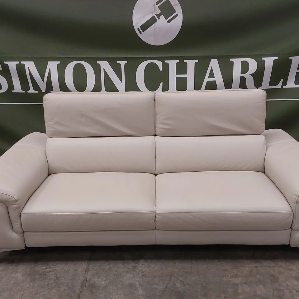 QUALITY DESIGNER ITALIAN MADE FLAVIO 3 SEATER MAXI LEATHER SOFA - SAND