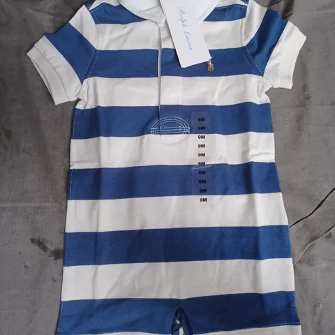 RALPH LAUREN STRIPED COTTON RUGBY SHORTALL FOR BABY BOY - 9 MONTHS