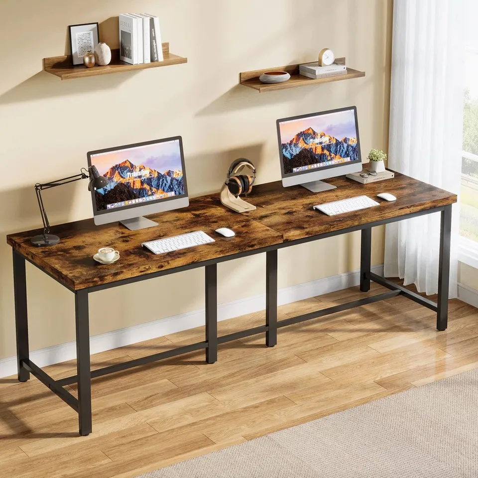 BOXED JAMEAH 200CM DOUBLE COMPUTER DESK, EXTRA LONG 2 PERSON DESK (1 BOX)