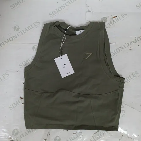 GYMSHARK REST DAY COTTON CONTOUR TANK IN GREEN SIZE M