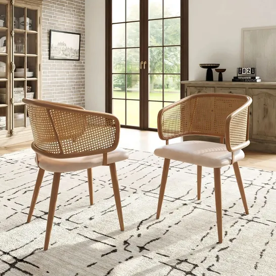 Lot 1226: BOXED SET OF CHAIRS WITH ARMREST RATTAN - BEIGE (3 BOXES ...