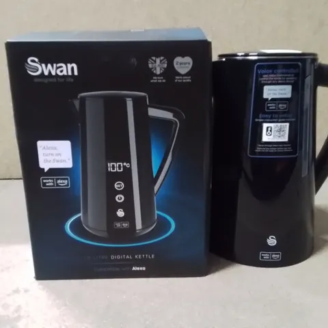 BOXED SWAN KETTLE WITH ALARM FUNCTION AND CLOCK WORKS WITH ELEXA