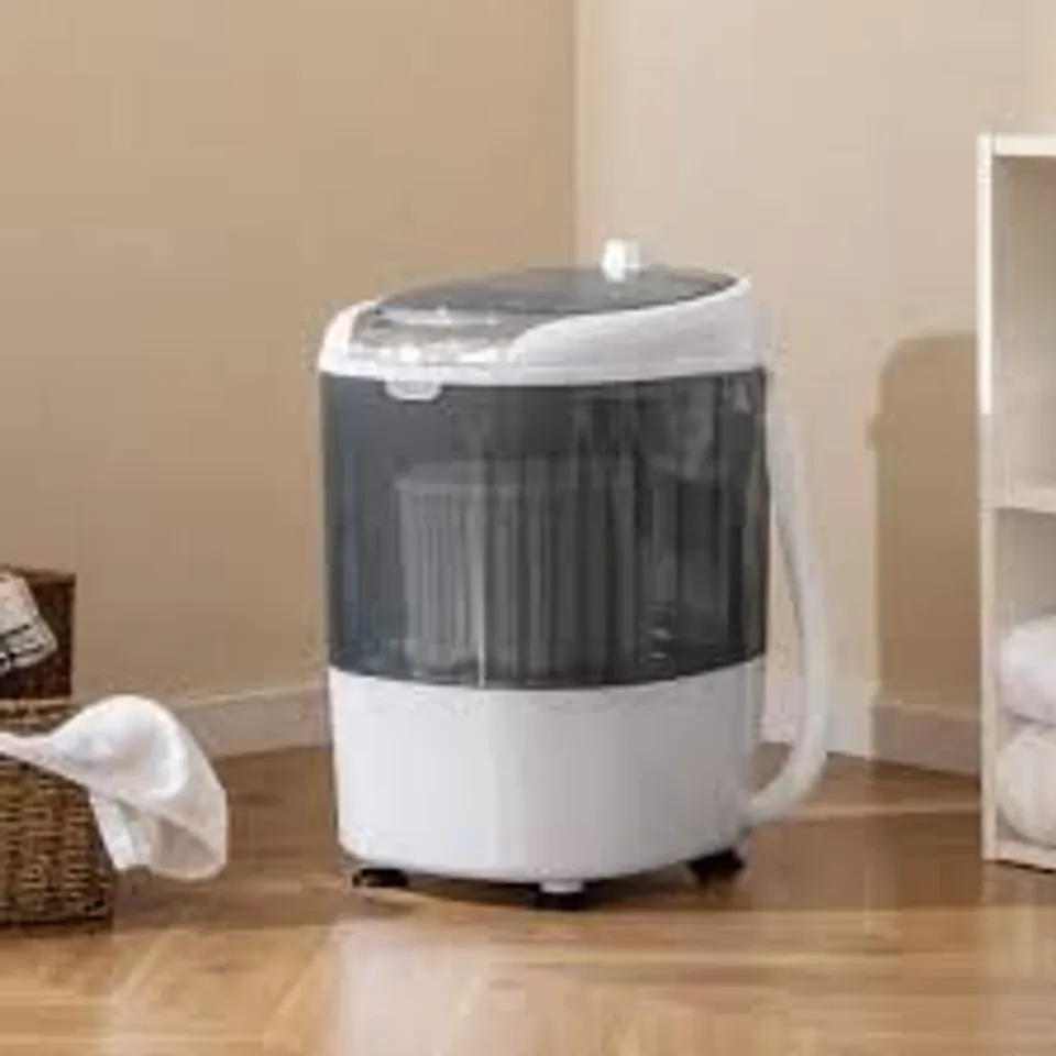 BOXED COSTWAY 2.5 KG CAPACITY PORTABLE MINI WASHING MACHINE WITH SPIN TUB AND DRAIN HOSE-GREY