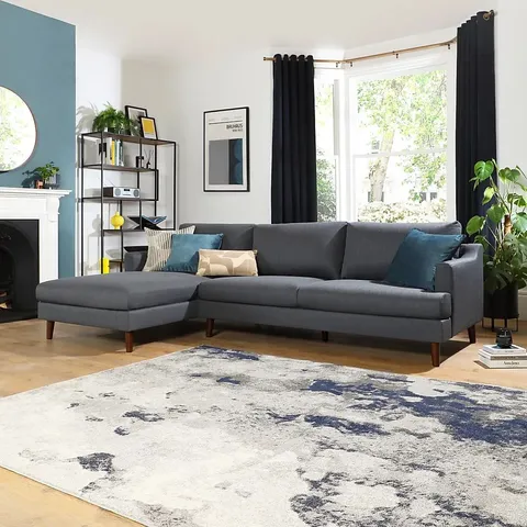 BOXED GRACE GREY VELVET L-SHAPE CORNER SOFA (1 BOX OF 2 ONLY)