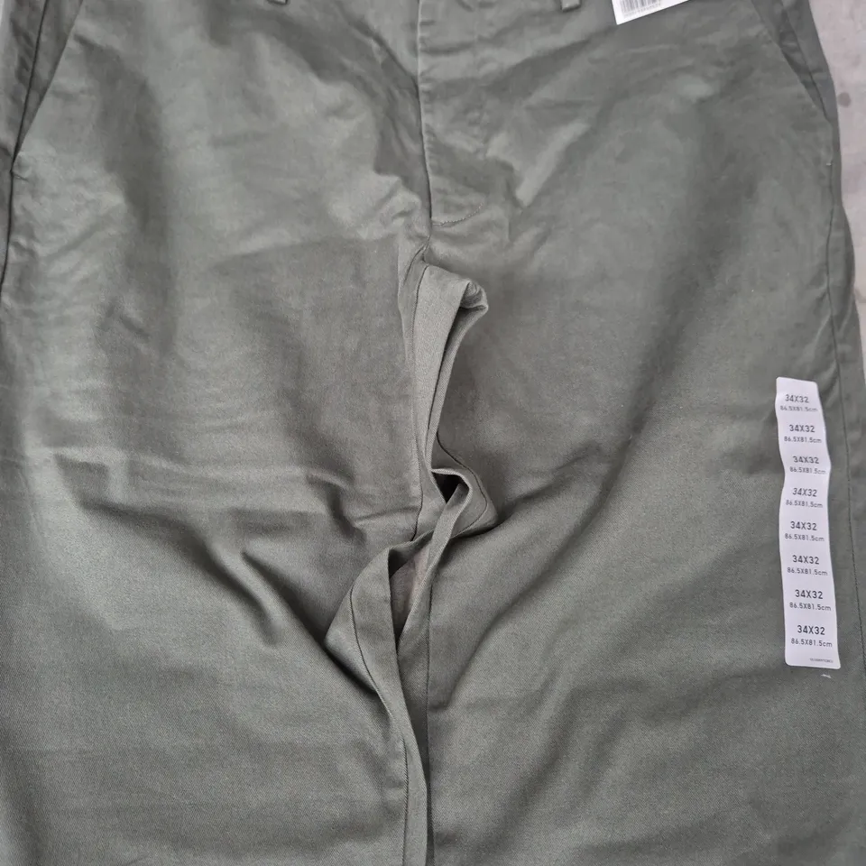 UNIQLO SLIM FIT CHINO TROUSERS – OLIVE, UK 34 WAIST, 32IN INSEAM