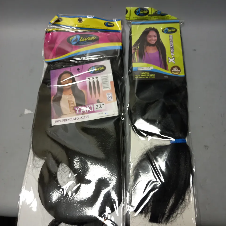 BOX OF APPROX. 20 SEALED OLIVIA HAIR PIECES IN ASSORTED COLOURS AND STYLES 