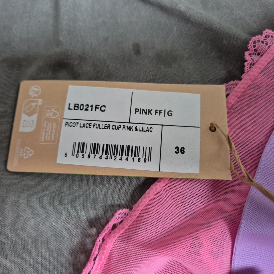 PINK & LILAC LACE FULLER CUP BRA, SIZE UK 36