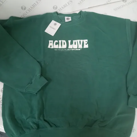 INDEPENDENT CULTURE CLUB GREEN OVERSIZED FIT JUMPER - LARGE