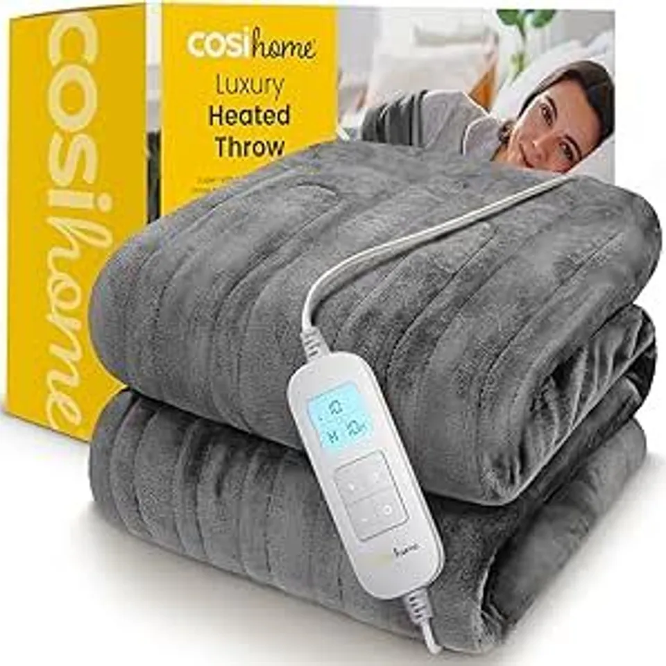 COZEE HOME LUXURY HEATED THROW - NEUTRAL/BROWN