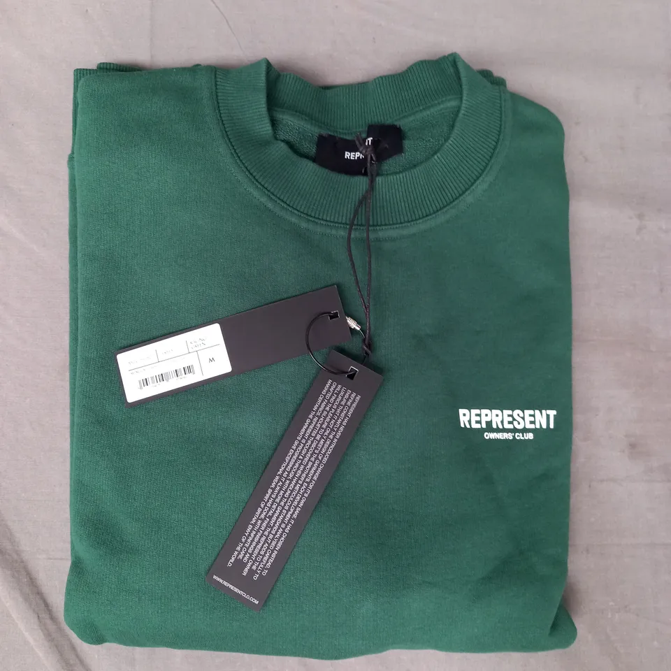 REPRESENT OWNERS CLUB SWEATER IN RACING GREEN SIZE MEDIUM