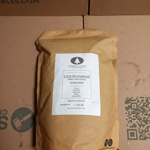 PEBBLE & PINE COFFEE ROASTERS LIQUID AMBAR – HONDURAS, MEDIUM ROAST WHOLE BEANS 1KG BAG