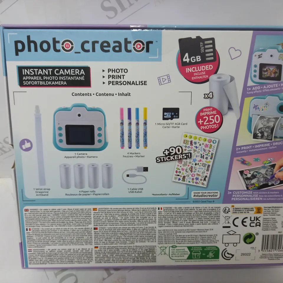 BOXED STUDIO CREATOR PHOTO CREATOR INSTANT CAMERA RRP £69.99