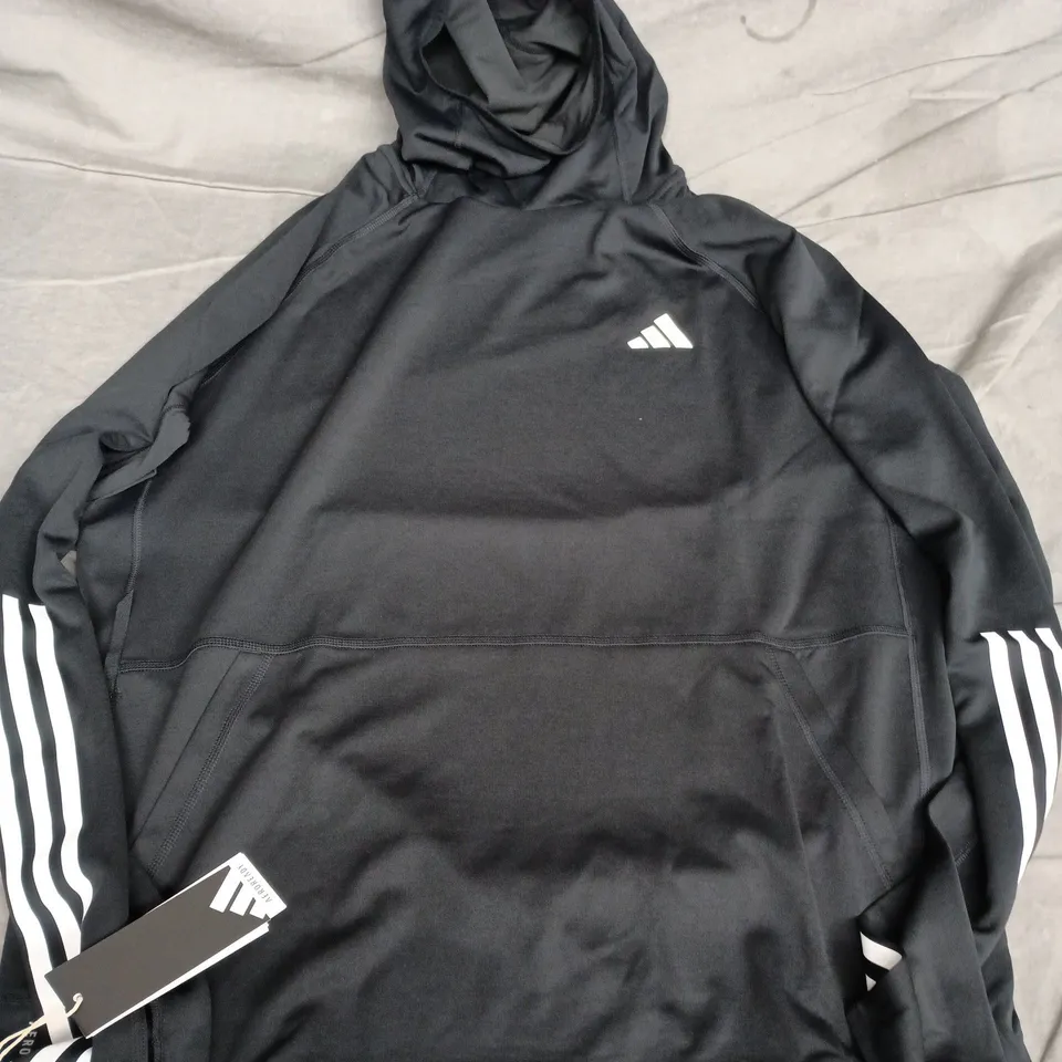 ADIDAS RUNNING HOODIE - BLACK, SIZE L (UK)