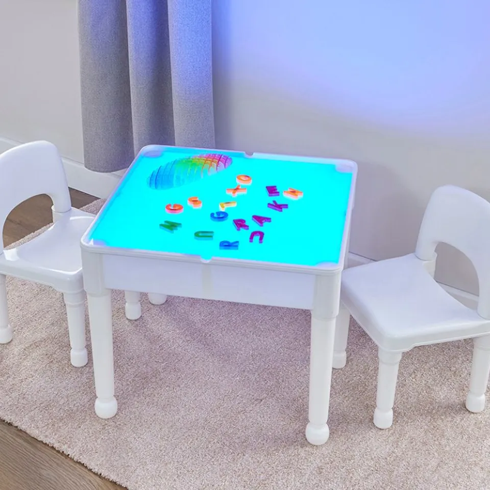 BOXED LIBERTY HOUSE KIDS 2 SEATER TABLE AND CHAIR SET WITH LED (1 BOX)