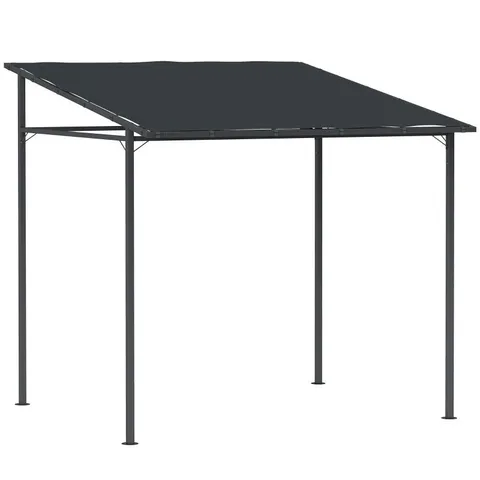 BOXED OUTSUNNY 2.4 X 2.4 M WALL MOUNTED PERGOLA GAZEBO WITH PA COATING FABRIC AND METAL FRAME, UPF30+, LEAN TO GARDEN GAZEBO, WIND RESISTANT OUTDOOR SUN SHADE SHELTER FOR GARDEN, DECK, DARK GREY